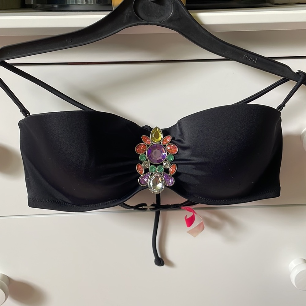 💕Victoria’s Secret Size 34B Black Push Up Bandeau Swim Top